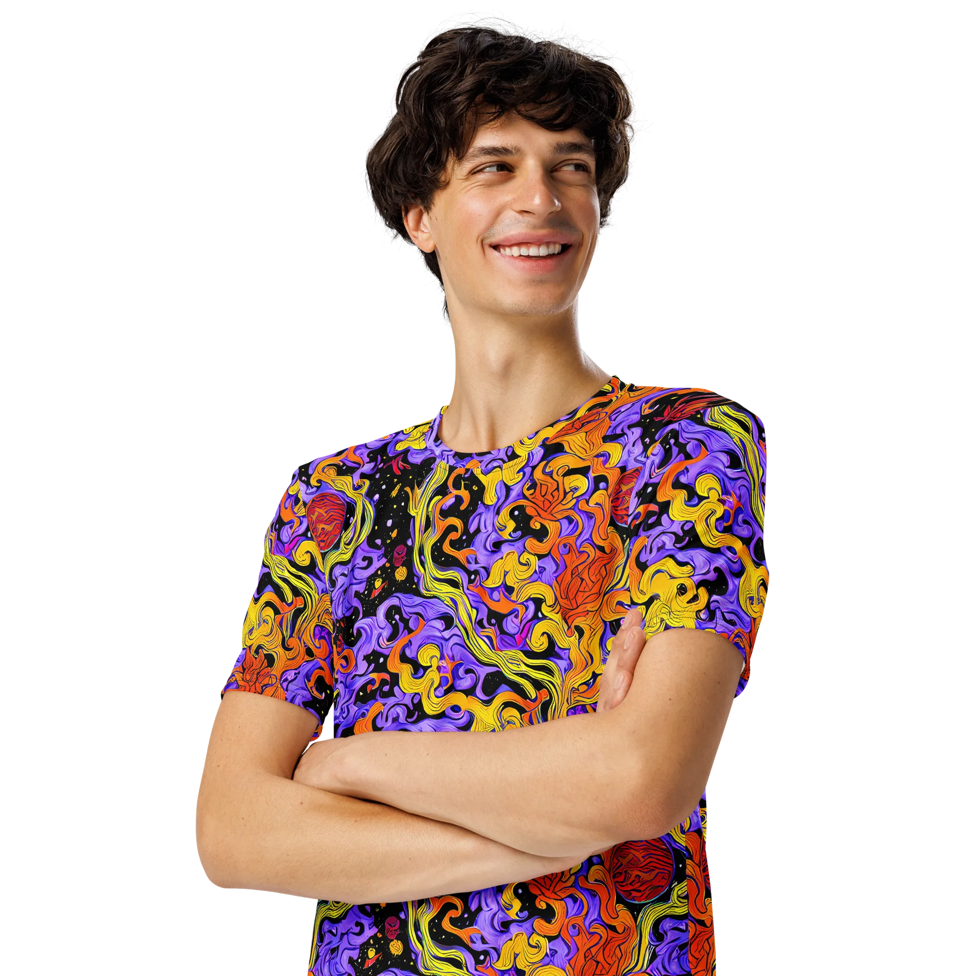 Bosschaert Swirl on Men's Crew Neck T-Shirt — Left Front