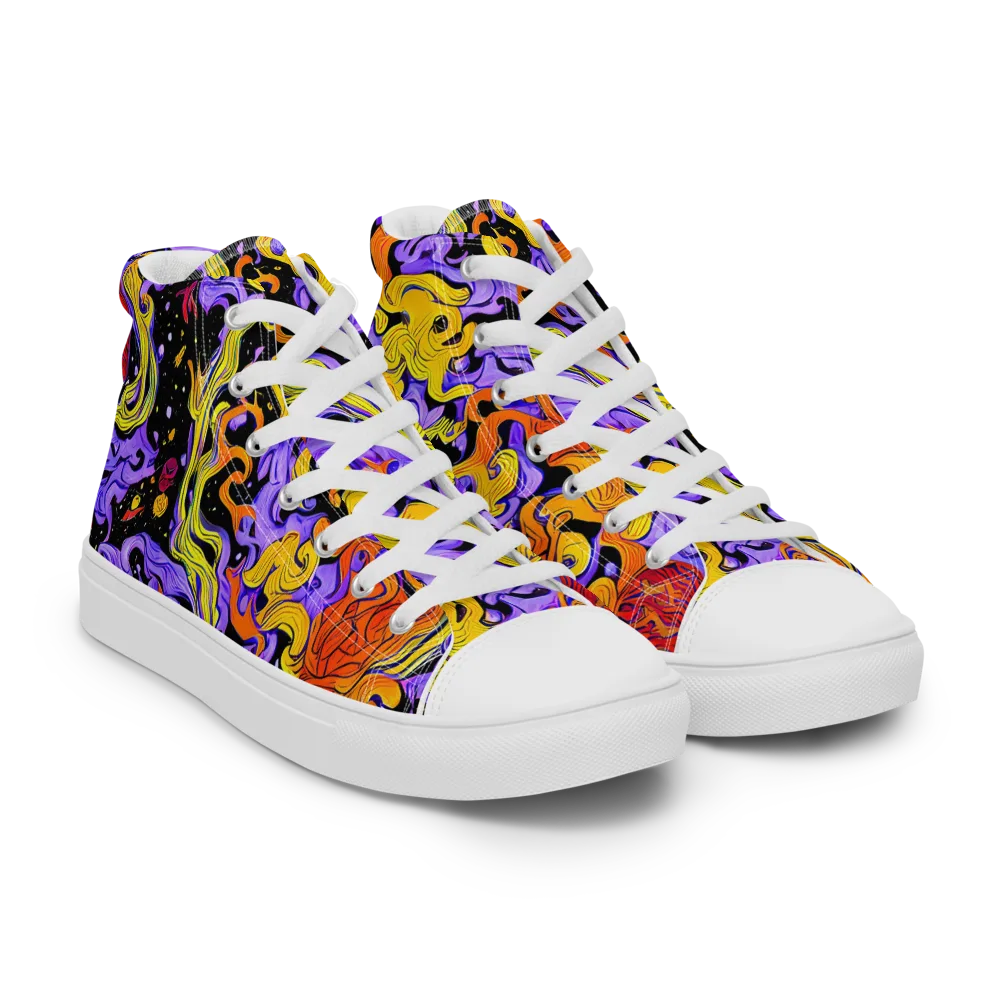 Bosschaert Swirl on Men's High Top Canvas Shoes — Right Front