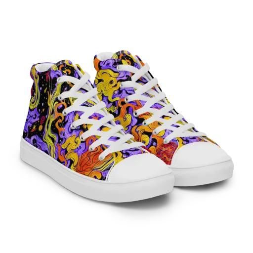 Bosschaert Swirl on a Men's High Top Canvas Shoes