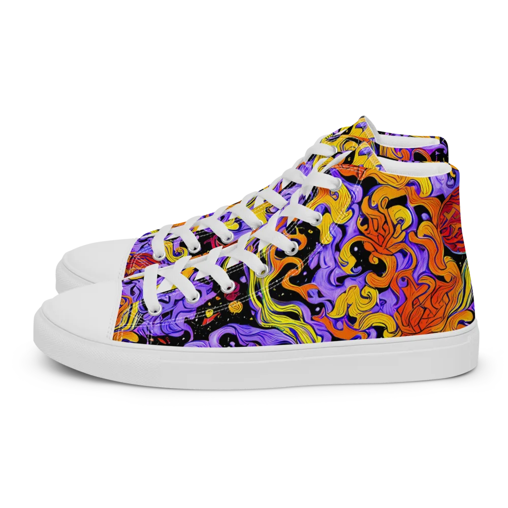 Bosschaert Swirl on Men's High Top Canvas Shoes — Left