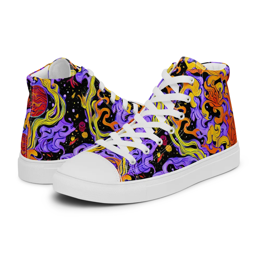 Bosschaert Swirl on Men's High Top Canvas Shoes — Left