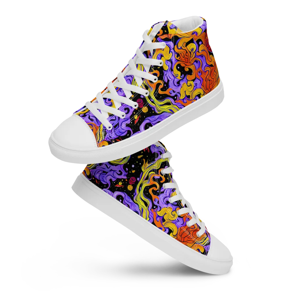 Bosschaert Swirl on Men's High Top Canvas Shoes — Front