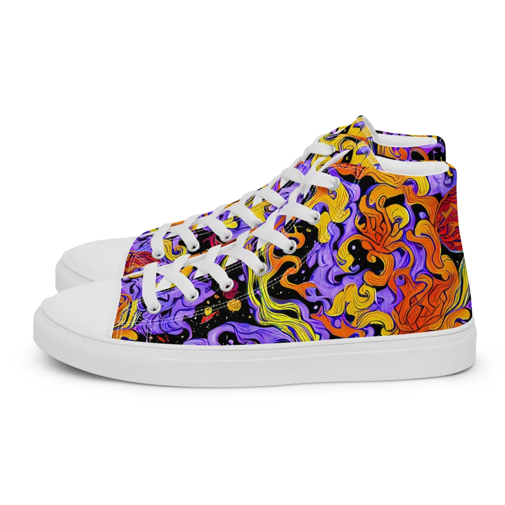 Bosschaert Swirl on Women's High Top Canvas Shoes — Left