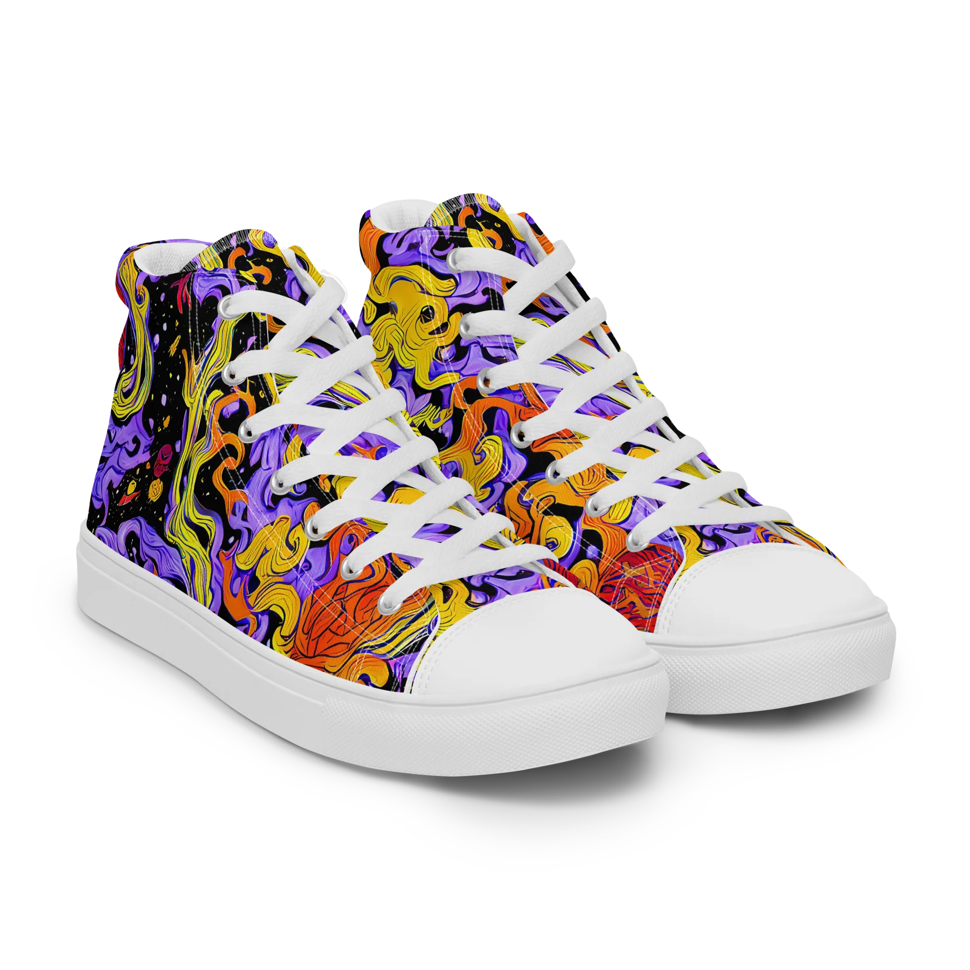 Bosschaert Swirl on Women's High Top Canvas Shoes — Right Front