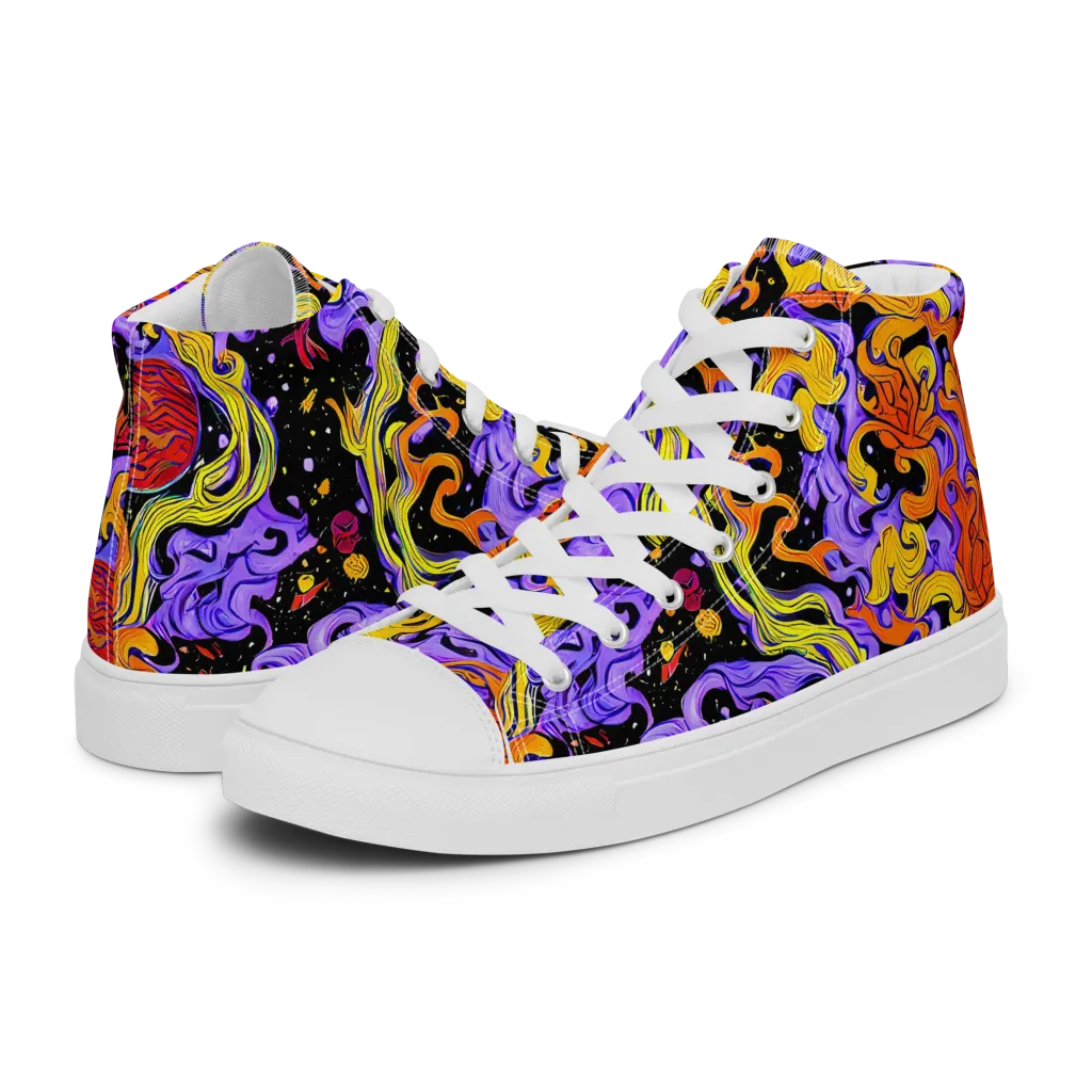 Bosschaert Swirl on Women's High Top Canvas Shoes — Left