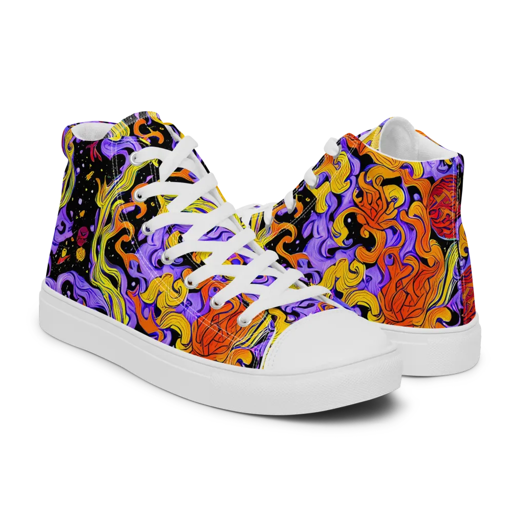 Bosschaert Swirl on Women's High Top Canvas Shoes — Right