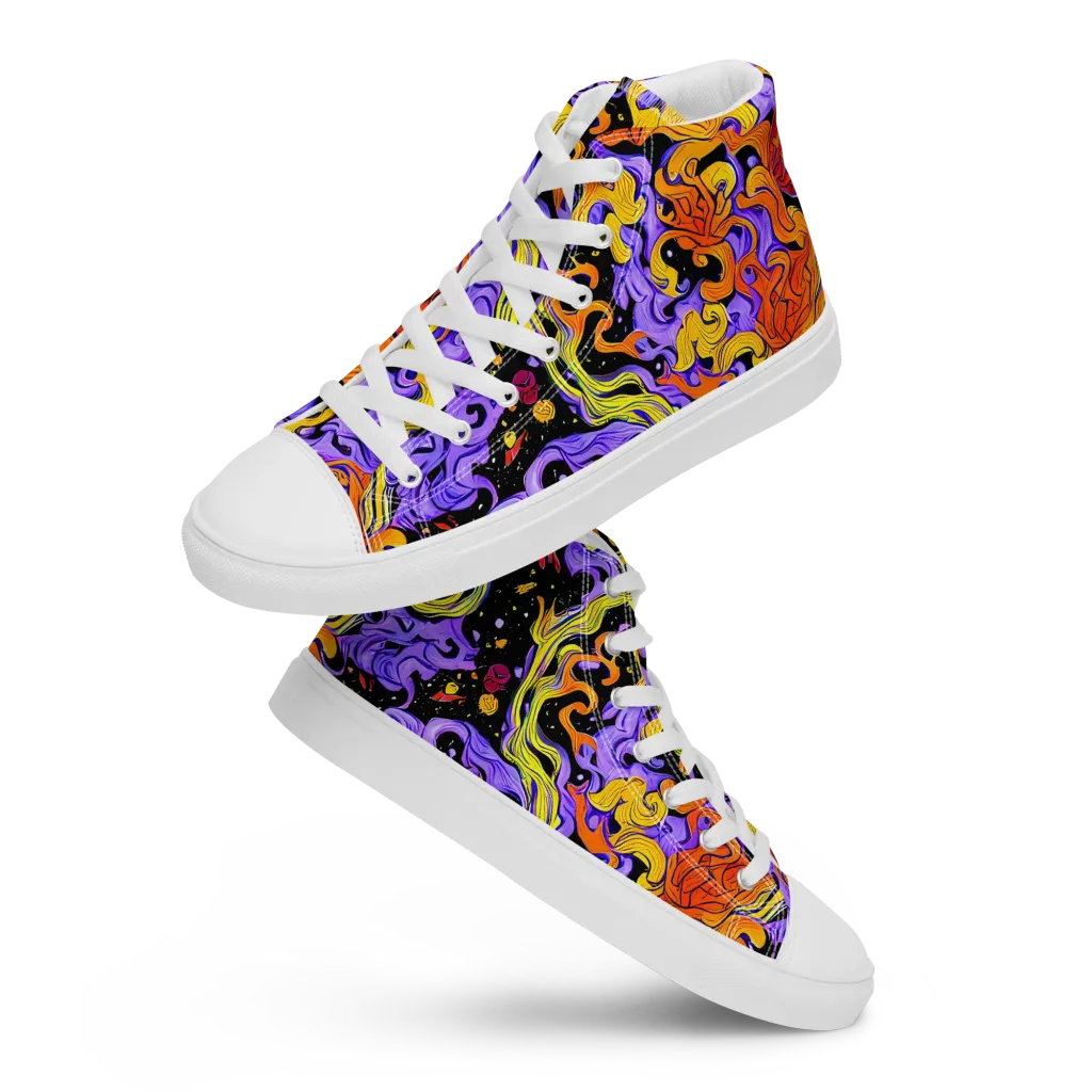 Bosschaert Swirl on Women's High Top Canvas Shoes — Front