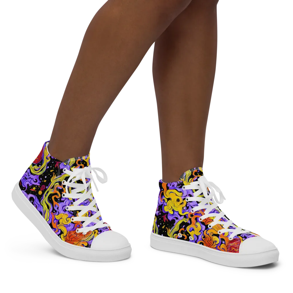 Bosschaert Swirl on Women's High Top Canvas Shoes — Right