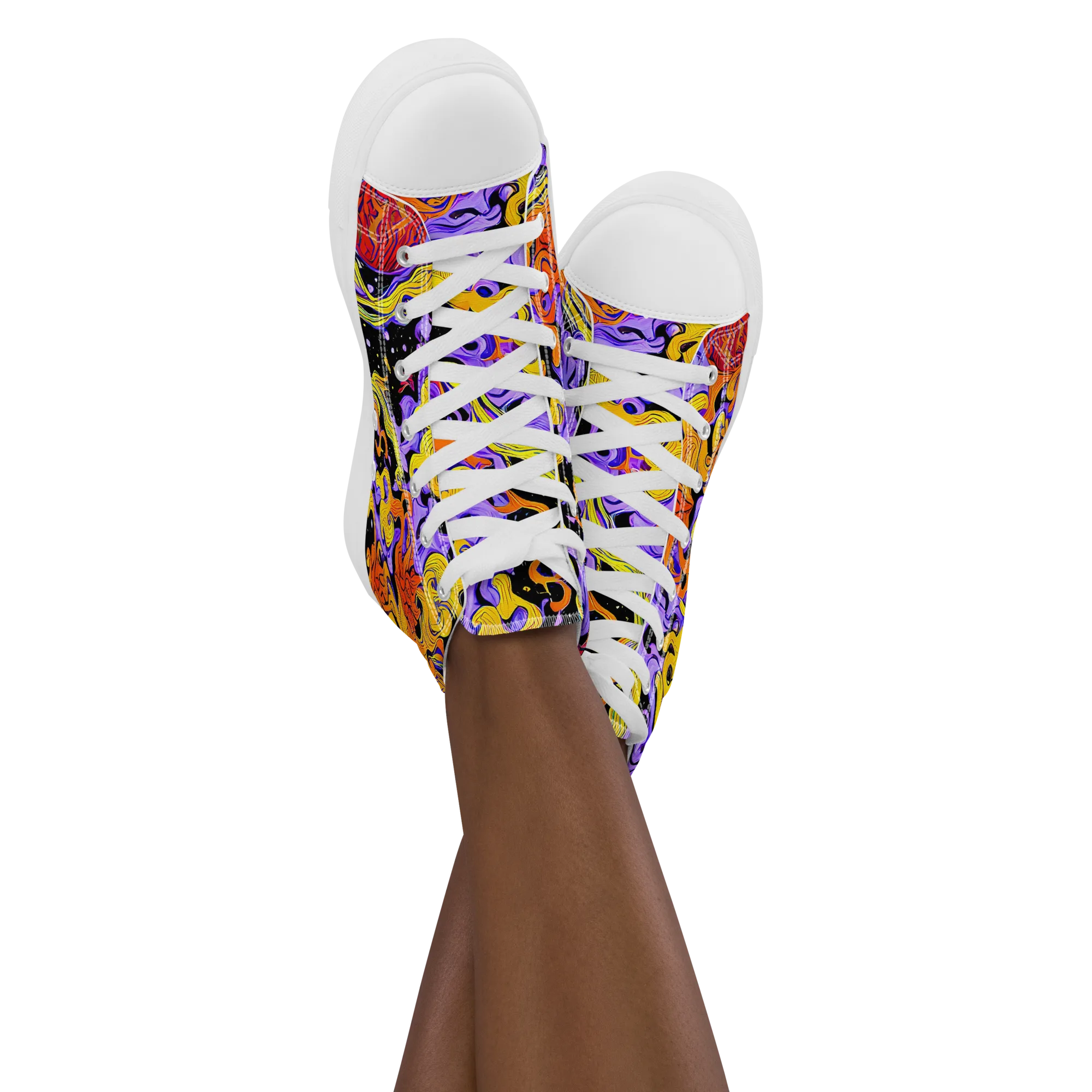 Bosschaert Swirl on Women's High Top Canvas Shoes — Front