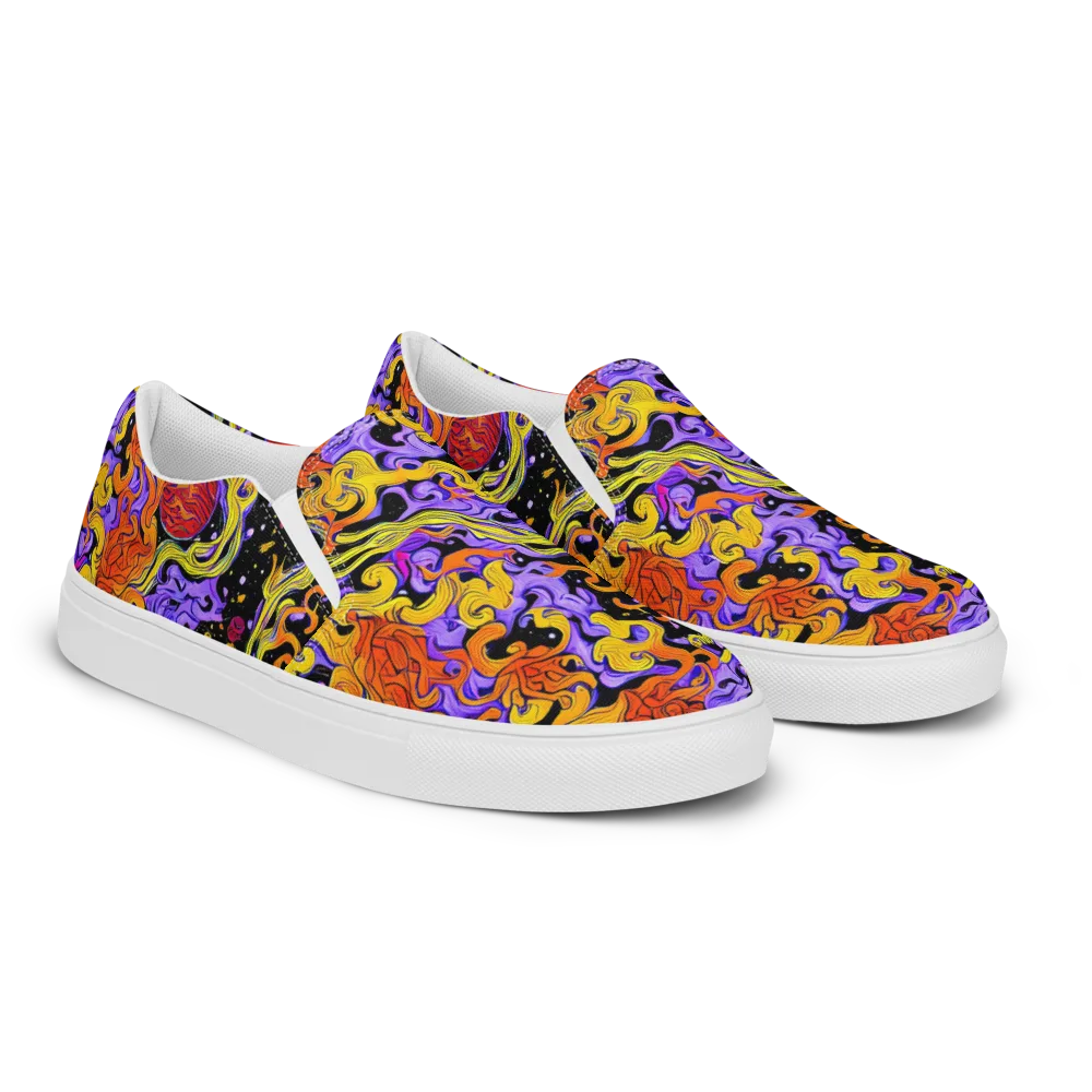 Bosschaert Swirl on Men's Slip-On Canvas Shoes — Right Front