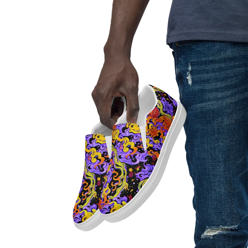 Bosschaert Swirl on Men's Slip-On Canvas Shoes — Left Front