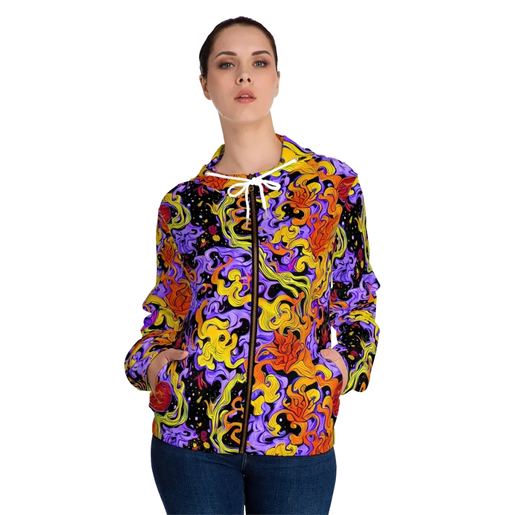 Bosschaert Swirl on Women's Full-Zip Hoodie — Front On Person