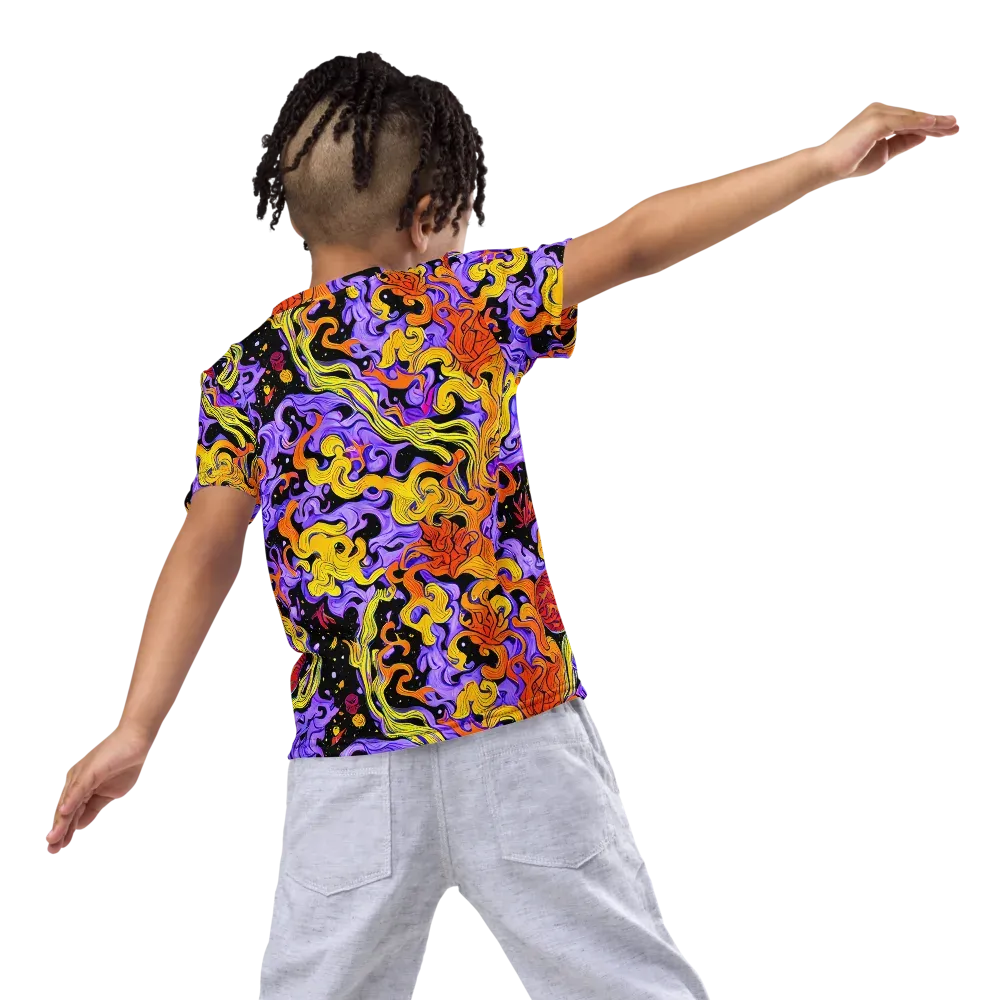 Bosschaert Swirl on Kids Crew Neck T-Shirt — Back