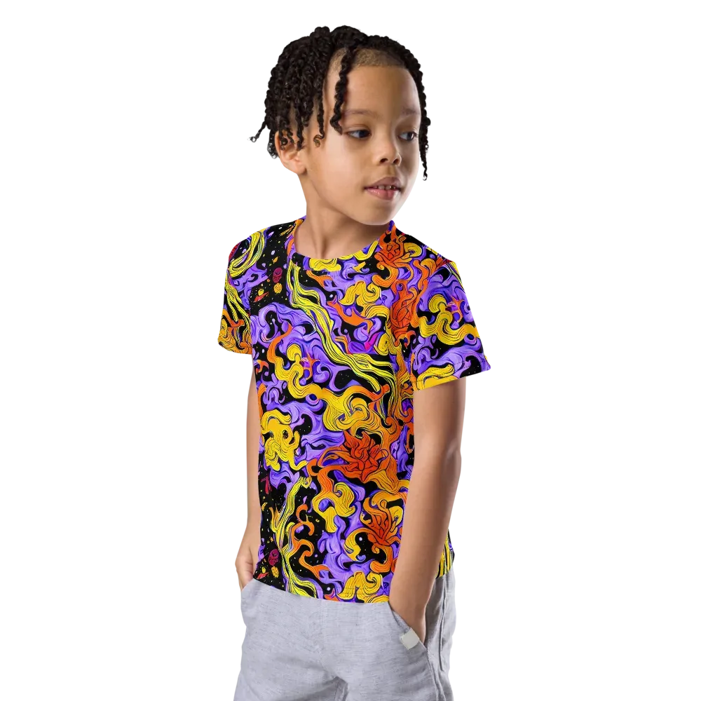 Bosschaert Swirl on Kids Crew Neck T-Shirt — Left Front
