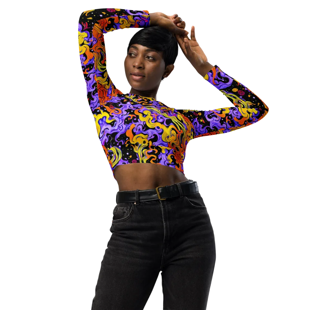 Bosschaert Swirl on Long Sleeve Crop Top — Front