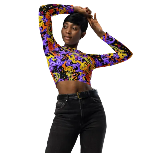 Bosschaert Swirl on a Long Sleeve Crop Top