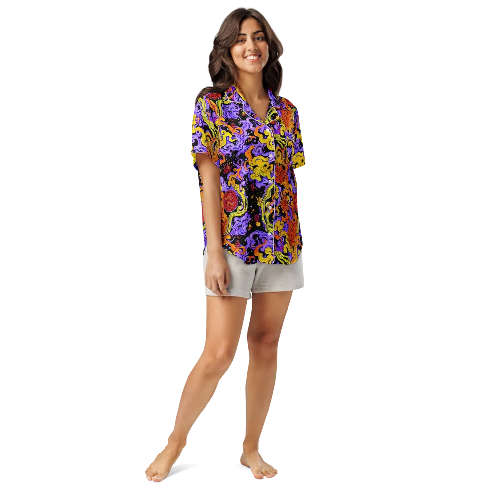 Bosschaert Swirl on Women's Short Sleeve Pajama Top — Front