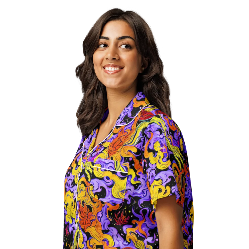 Bosschaert Swirl on Women's Short Sleeve Pajama Top — Left Front