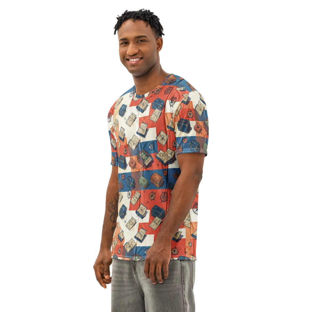 Roaming Atlas on Men's Cotton Crew Neck T-Shirt — Left Front