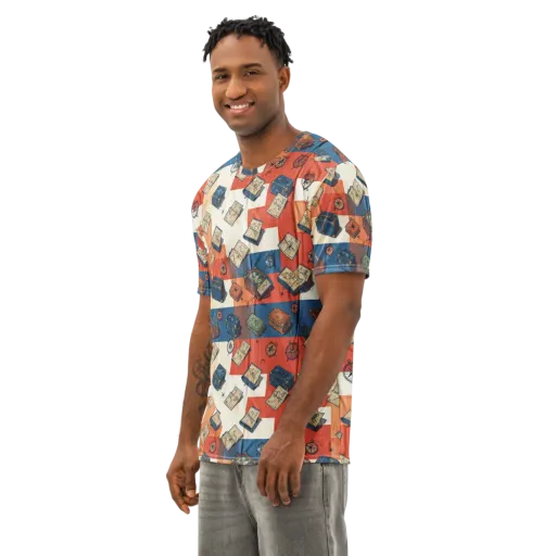 Roaming Atlas on a Men's Cotton Crew Neck T-Shirt