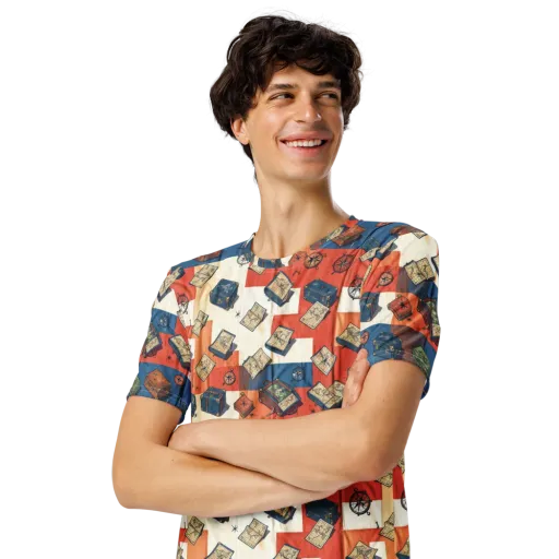 Roaming Atlas on a Men's Crew Neck T-Shirt