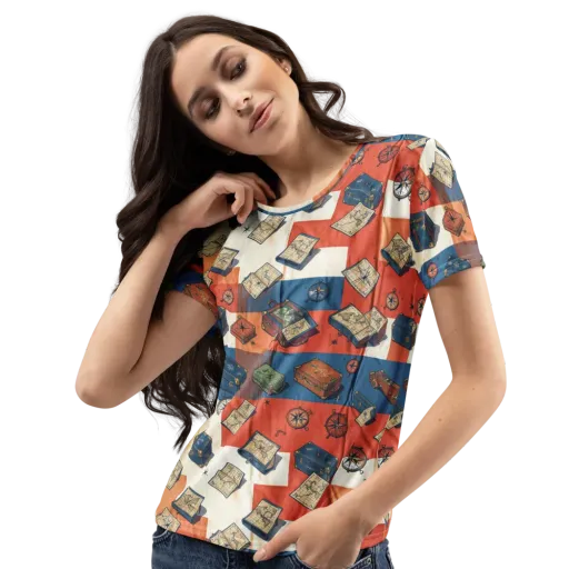 Roaming Atlas on a Women's Crew Neck T-Shirt