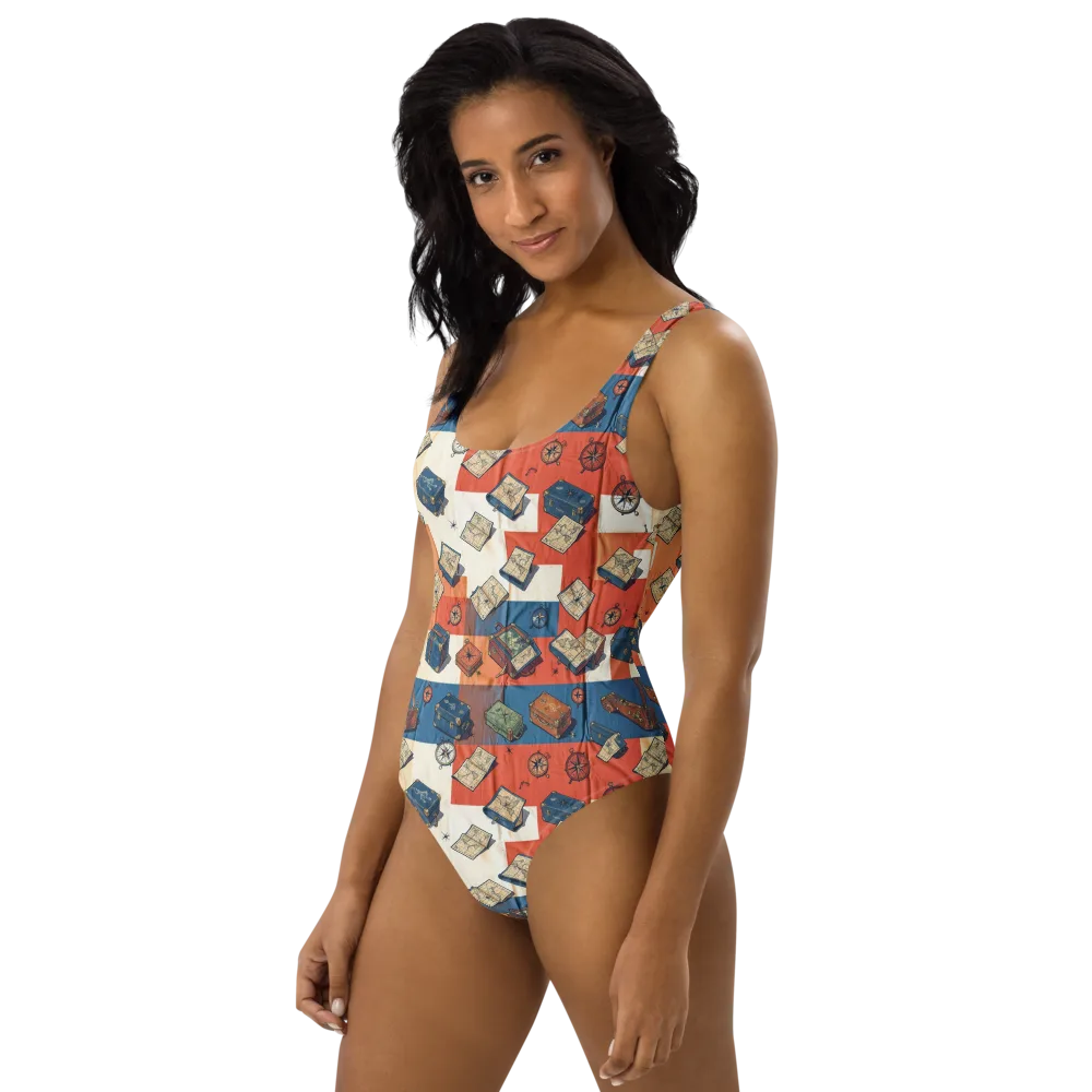 Roaming Atlas on One-Piece Swimsuit — Left