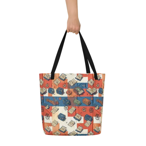 Roaming Atlas on a Large Tote Bag W/ Pocket