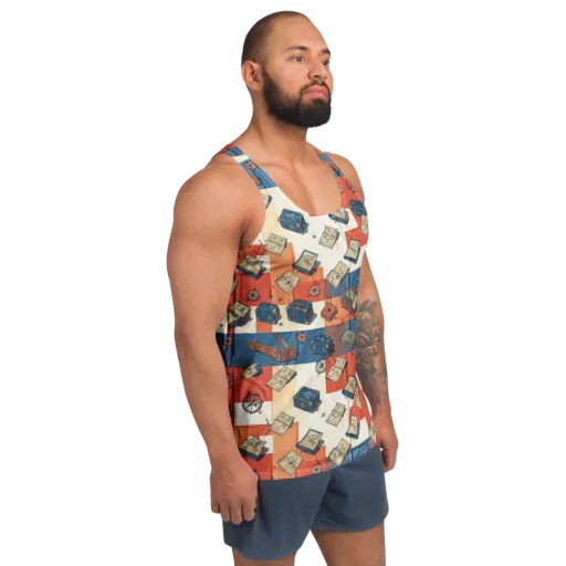 Roaming Atlas on a Men's Tank Top