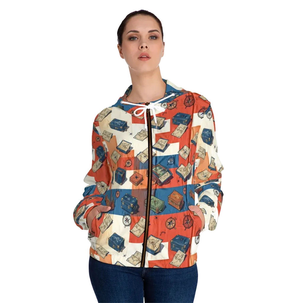 Roaming Atlas on Women's Full-Zip Hoodie — Front On Person
