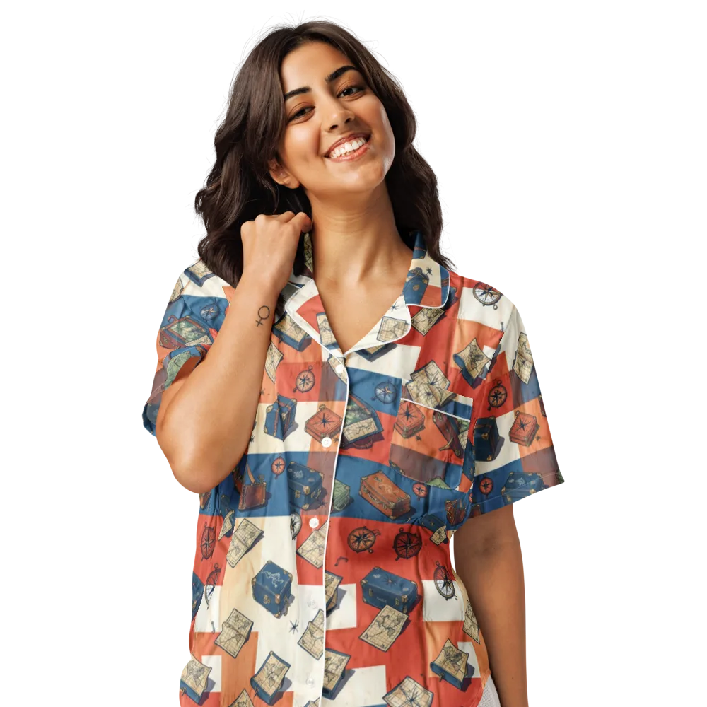 Roaming Atlas on Women's Short Sleeve Pajama Top — Front