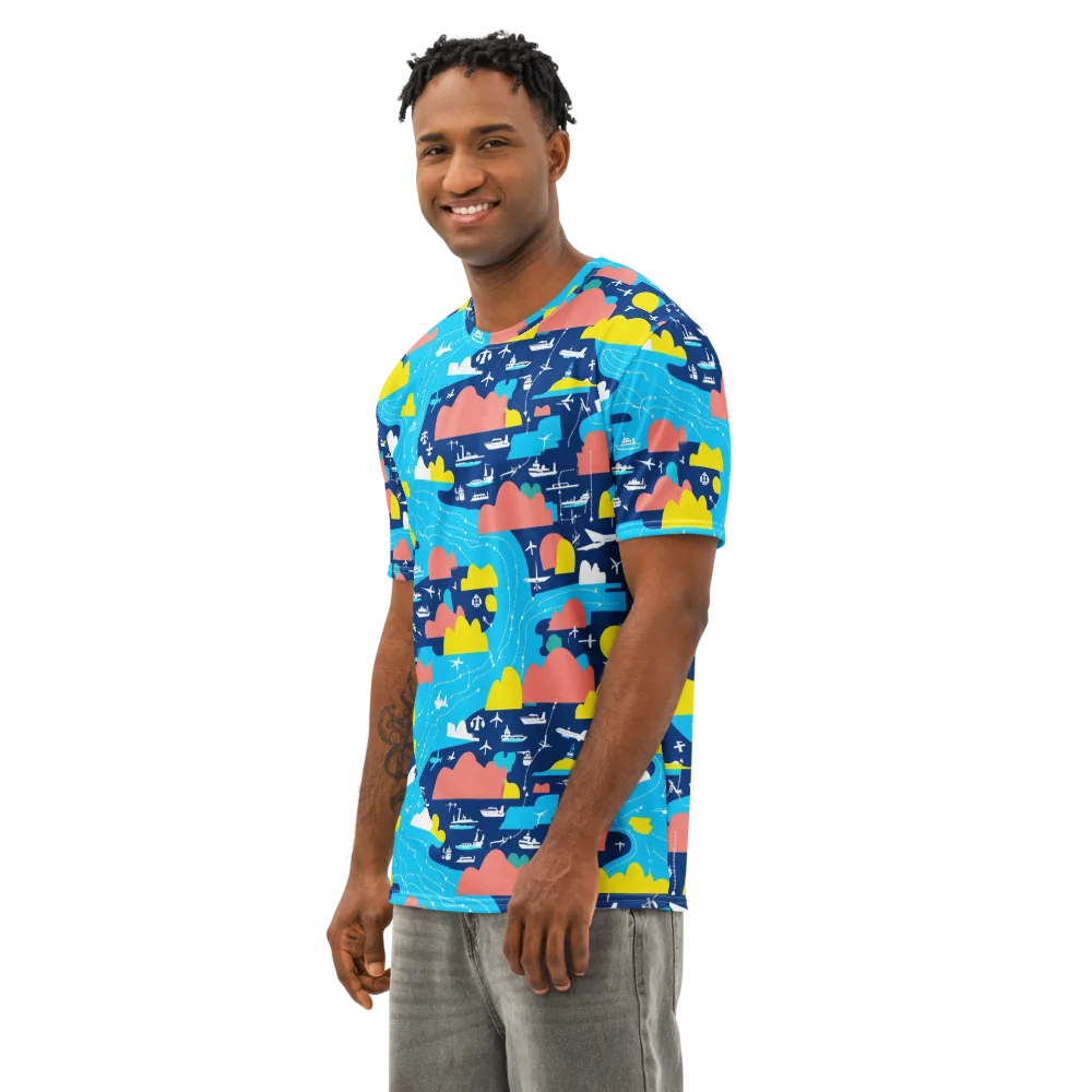 Skyway Harbor on Men's Cotton Crew Neck T-Shirt — Left Front