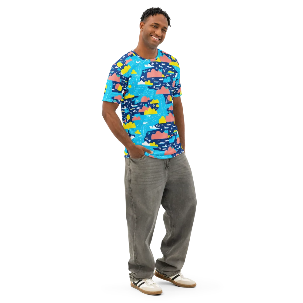 Skyway Harbor on Men's Cotton Crew Neck T-Shirt — Right Front
