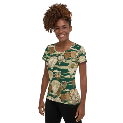 Emerald Balloonscape Women's Athletic T-Shirt on model