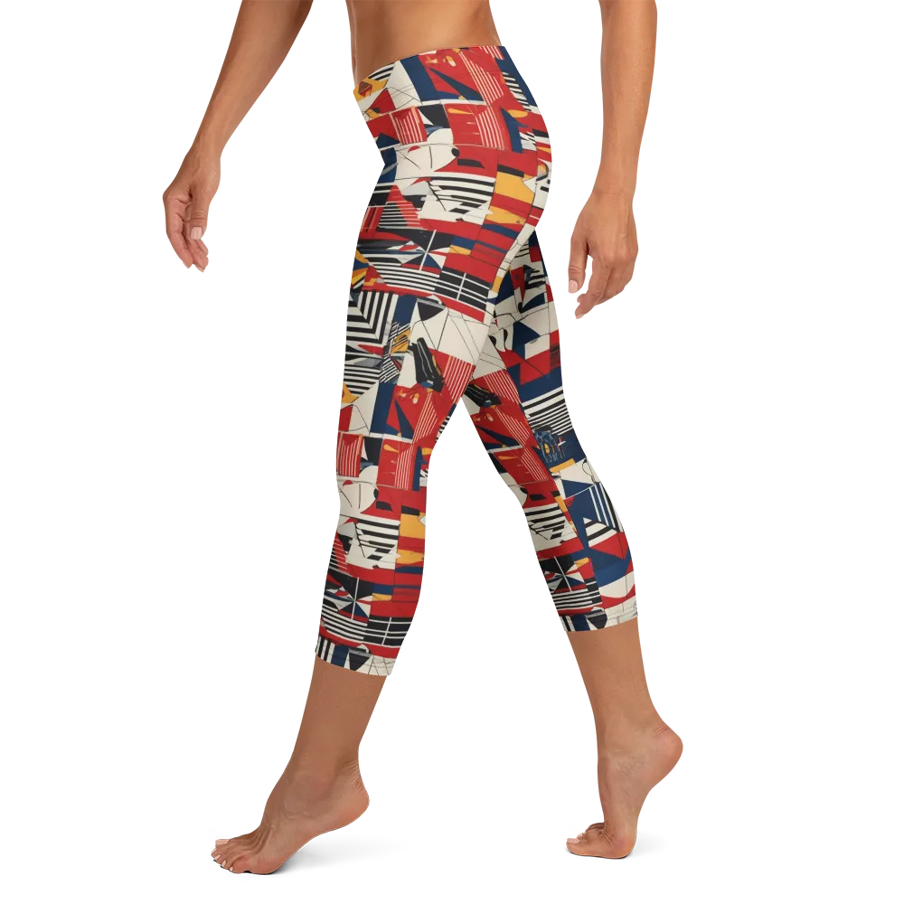Redline Geometry on Capri Leggings — Left
