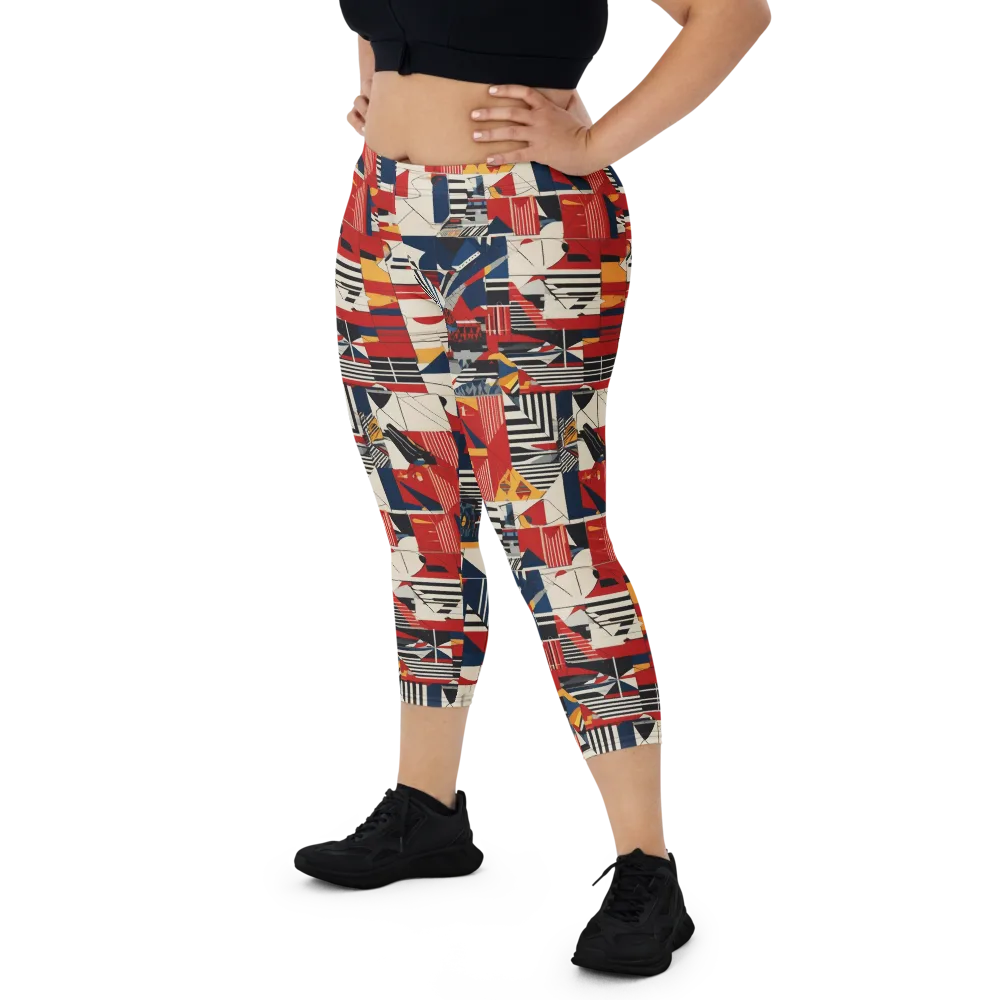 Redline Geometry on Capri Leggings — Front