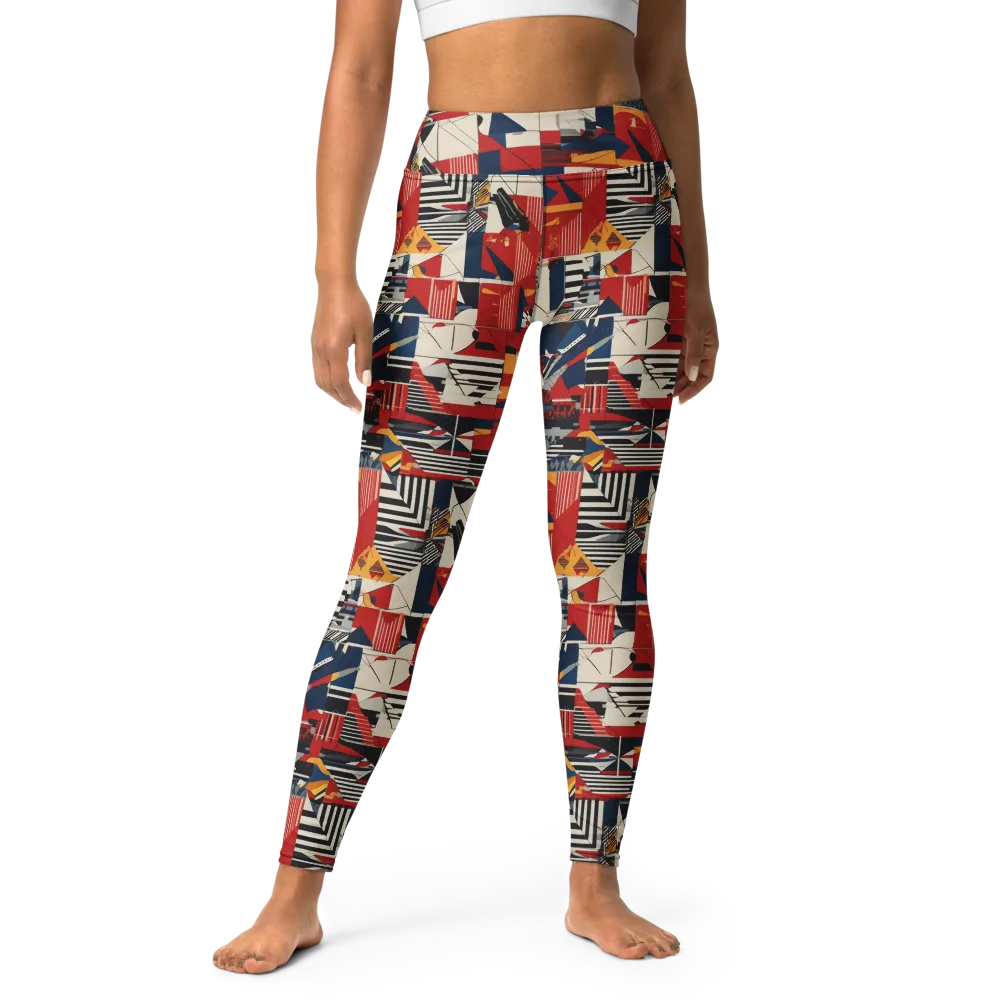 Redline Geometry on Yoga Leggings — Front