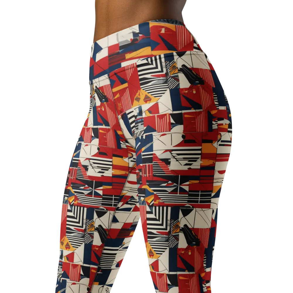Redline Geometry on Yoga Leggings — Left Front