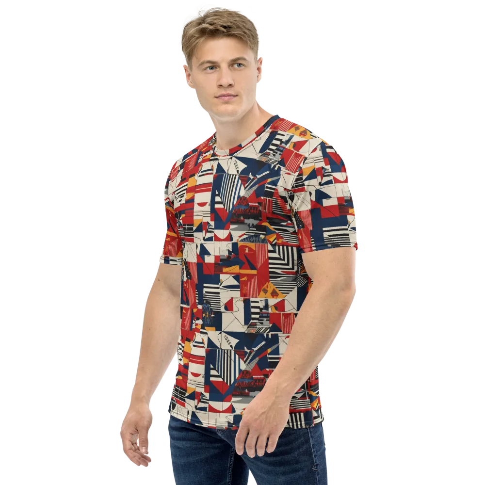 Redline Geometry on Men's Crew Neck T-Shirt — Left