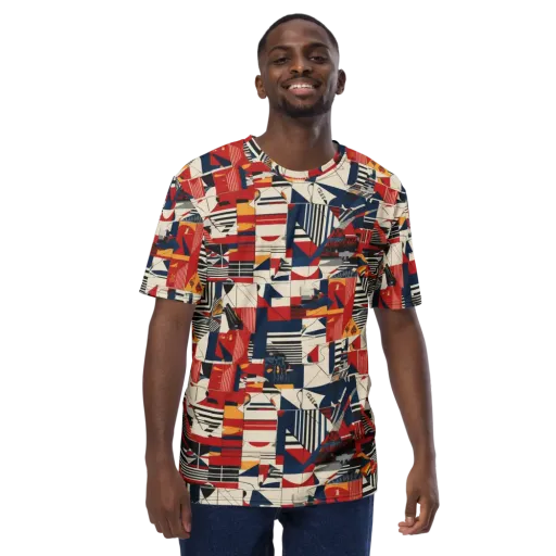 Redline Geometry on a Men's Crew Neck T-Shirt