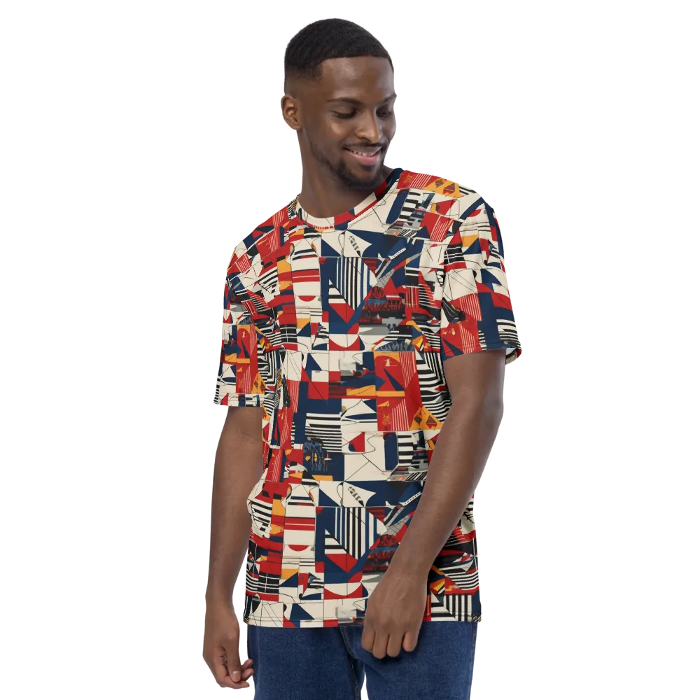 Redline Geometry on Men's Crew Neck T-Shirt — Left