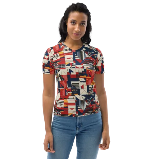 Redline Geometry on a Women's Crew Neck T-Shirt