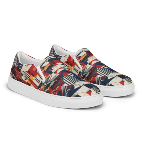 Redline Geometry on Men's Slip-On Canvas Shoes