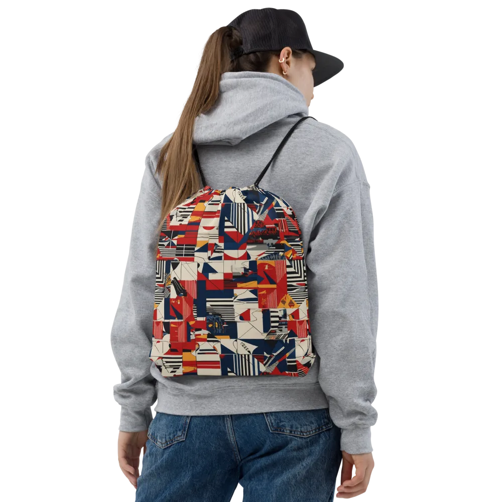 Redline Geometry on Drawstring Bag — Front