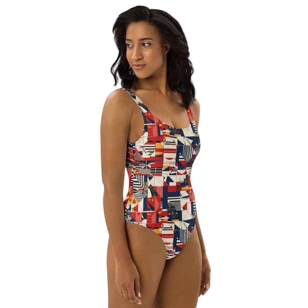 Redline Geometry on One-Piece Swimsuit — Right