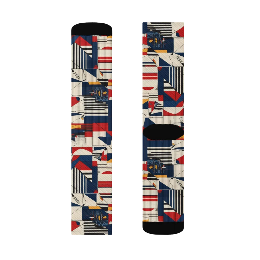 Redline Geometry on Socks — Right Sock