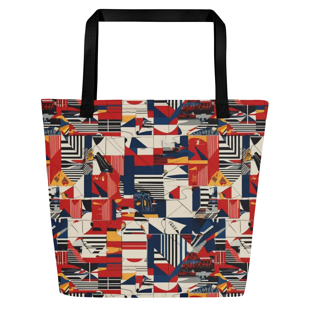 Redline Geometry on Large Tote Bag W/ Pocket — Front