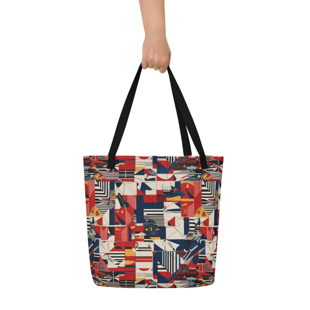 Redline Geometry on Large Tote Bag W/ Pocket — Front