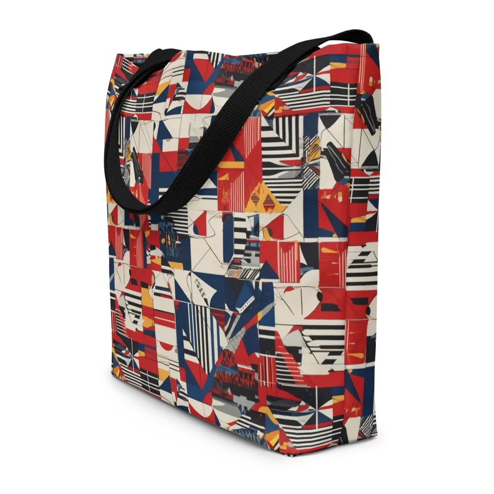 Redline Geometry on Large Tote Bag W/ Pocket — Front