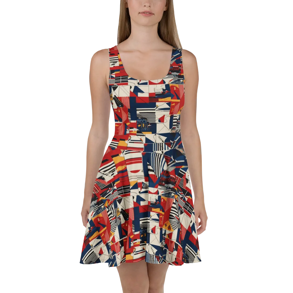 Redline Geometry on Skater Dress — Front
